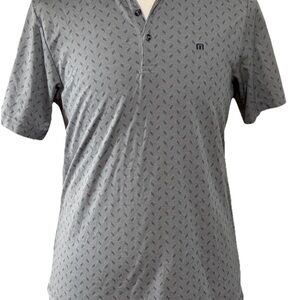 Travis Matthew Men's Gray Patterned Polo Shirt Medium